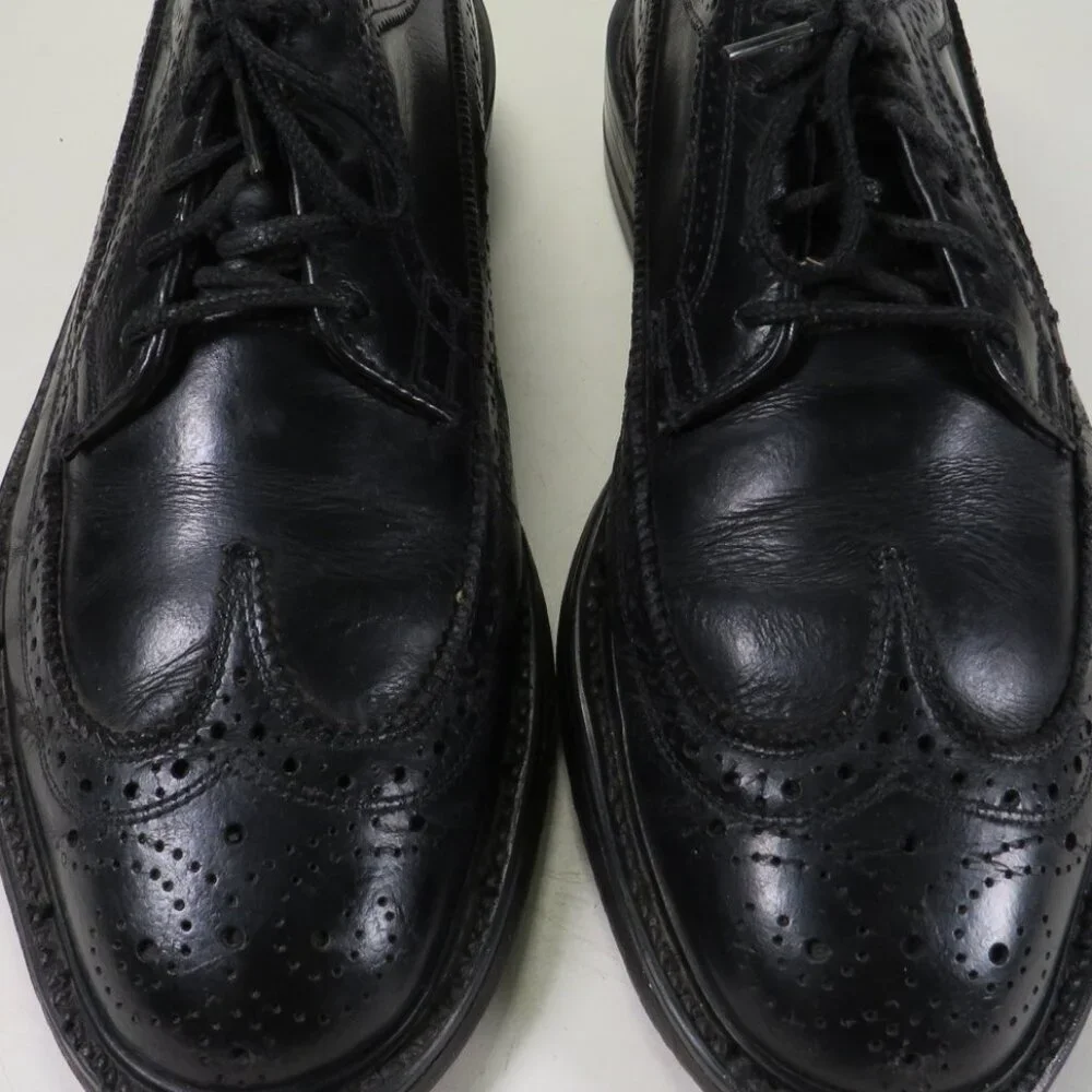 Vintage Men's Leather Dress Shoes Brown Wingtip Oxford Lace up 7 1/2 D